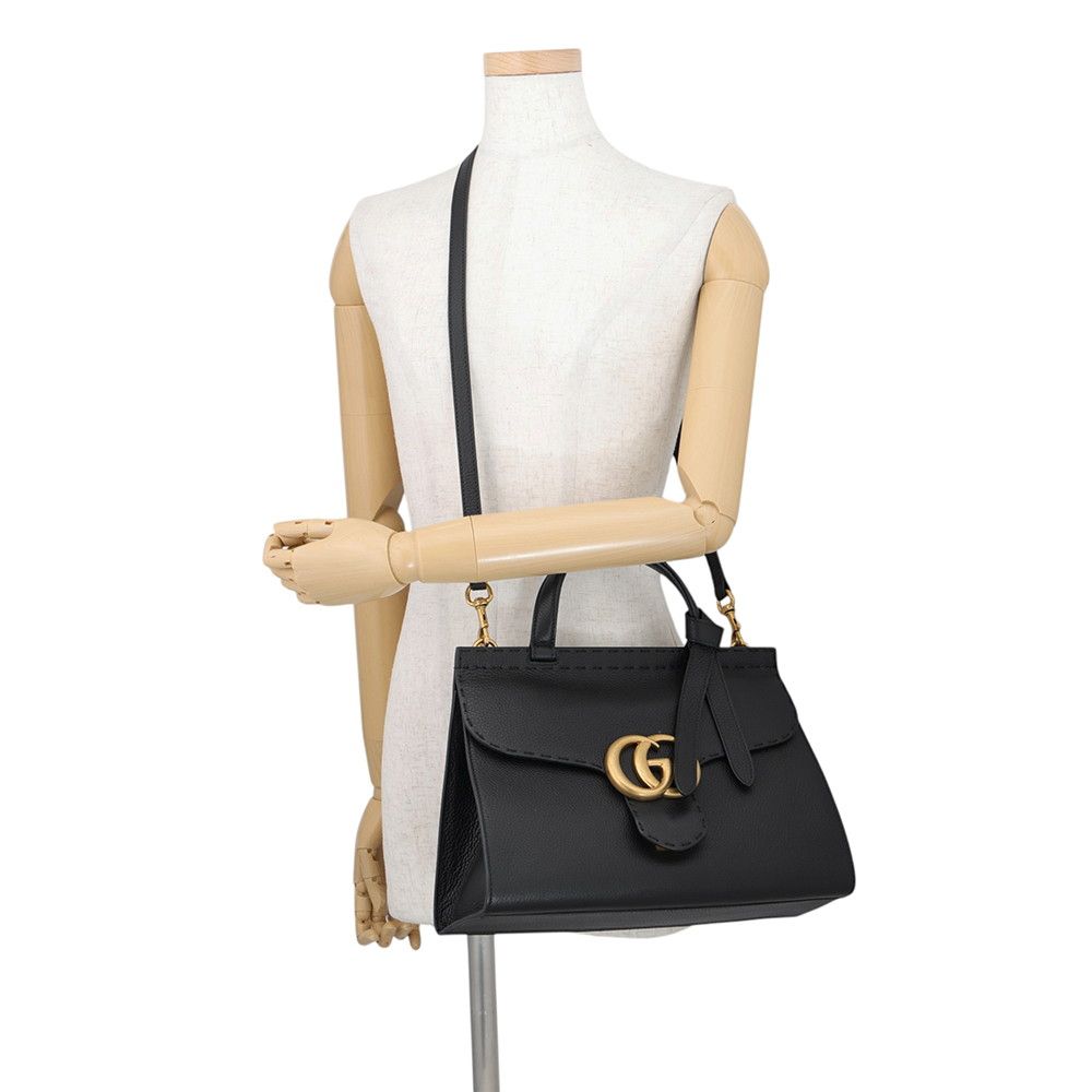 Gucci Handbag GG Marmont Leather Bag 2-Way Shoulder Black — view 5