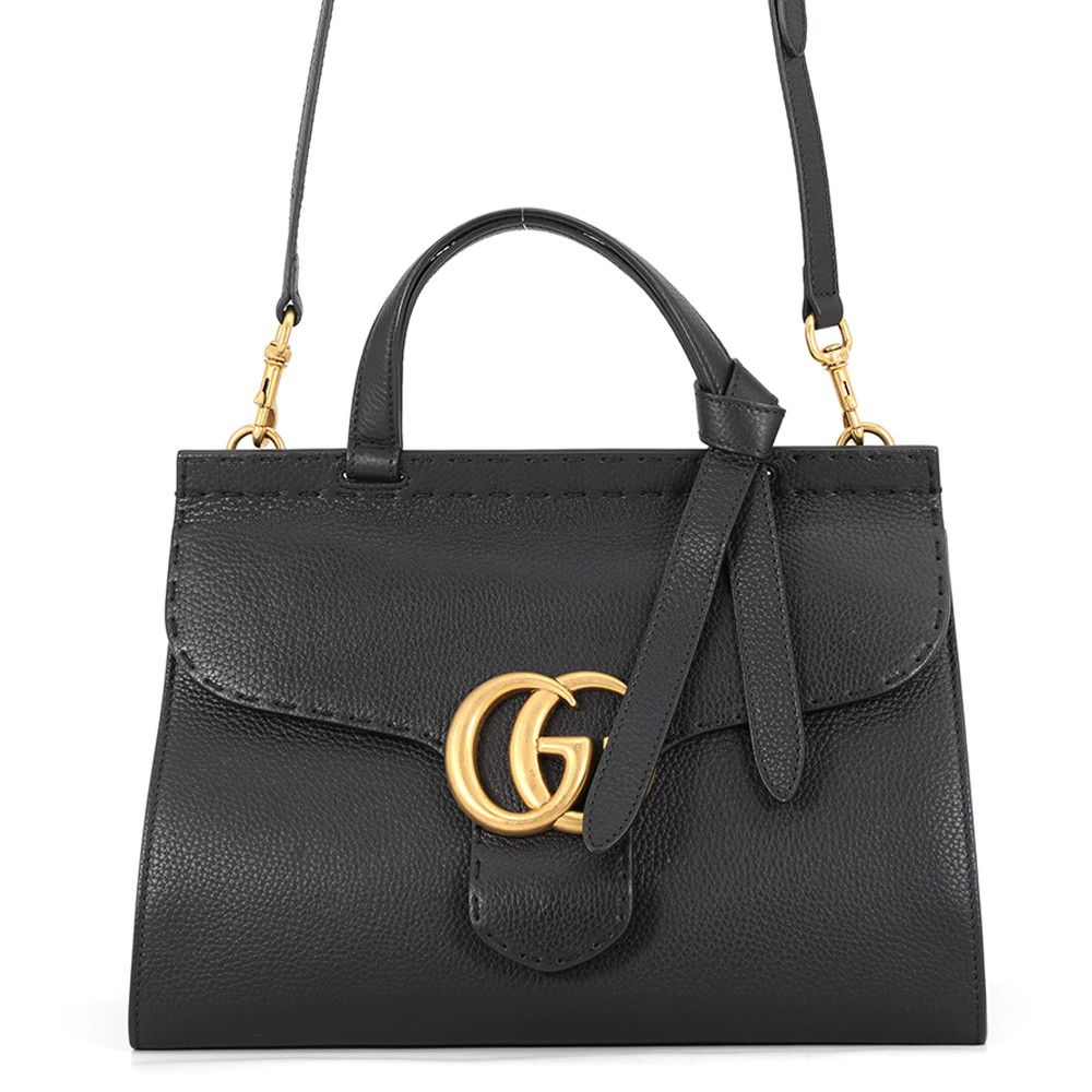 Gucci Handbag GG Marmont Leather Bag 2-Way Shoulder Black