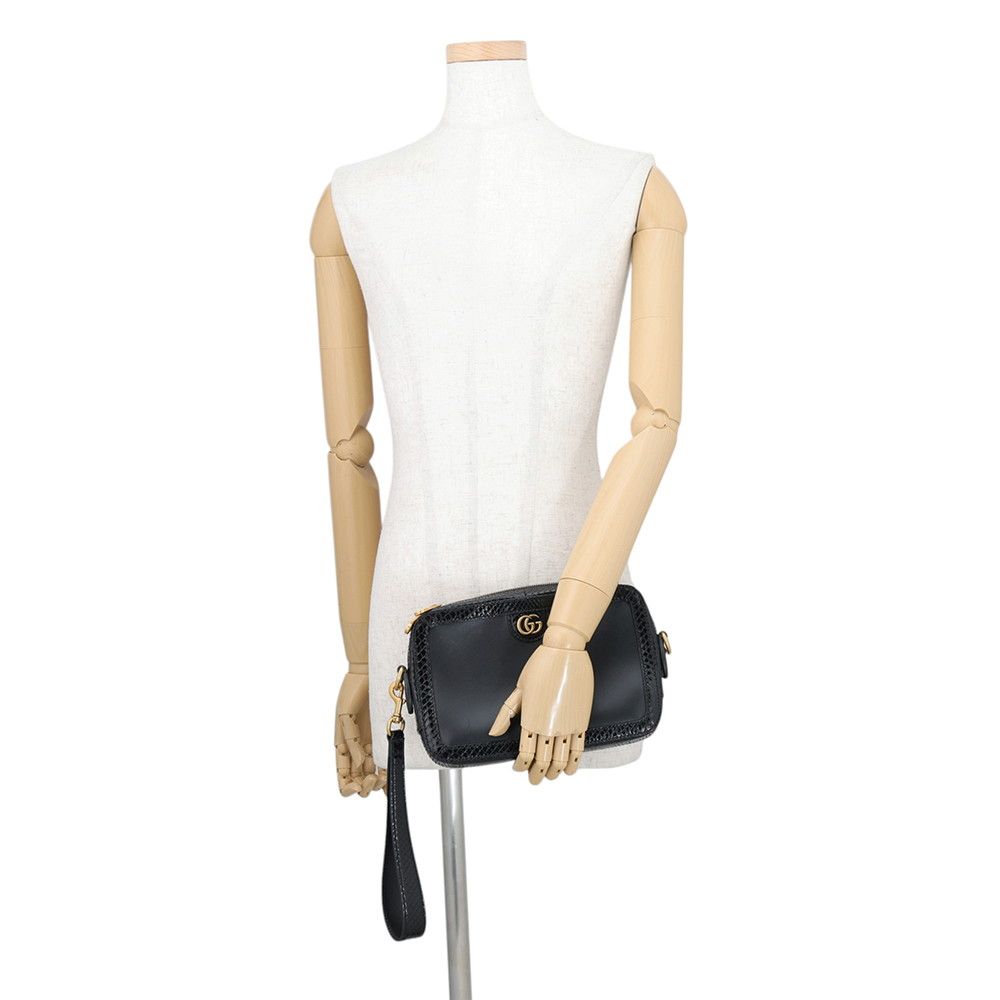 Gucci Shoulder Bag GG Marmont Python 2-Way Clutch Black — view 4