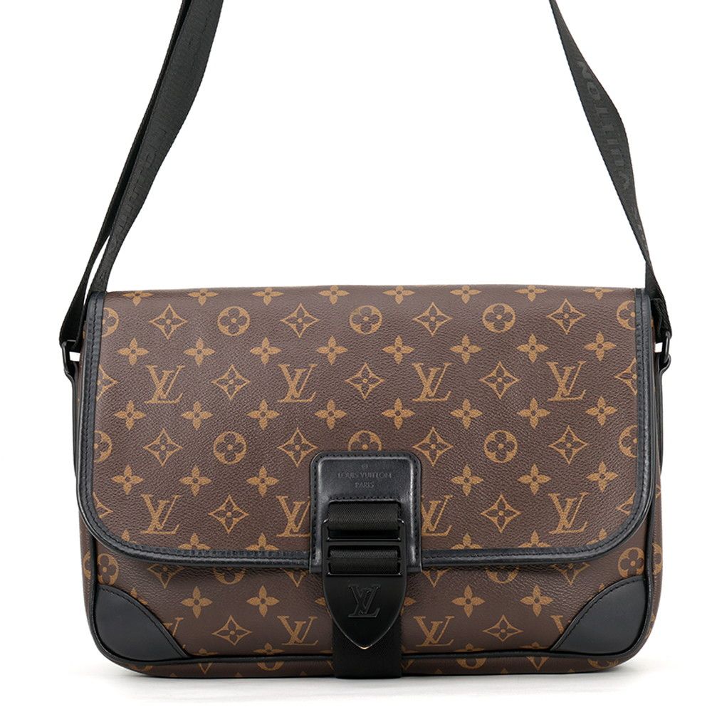 Louis Vuitton Shoulder Bag Monogram Macassar Archie Messenger Black