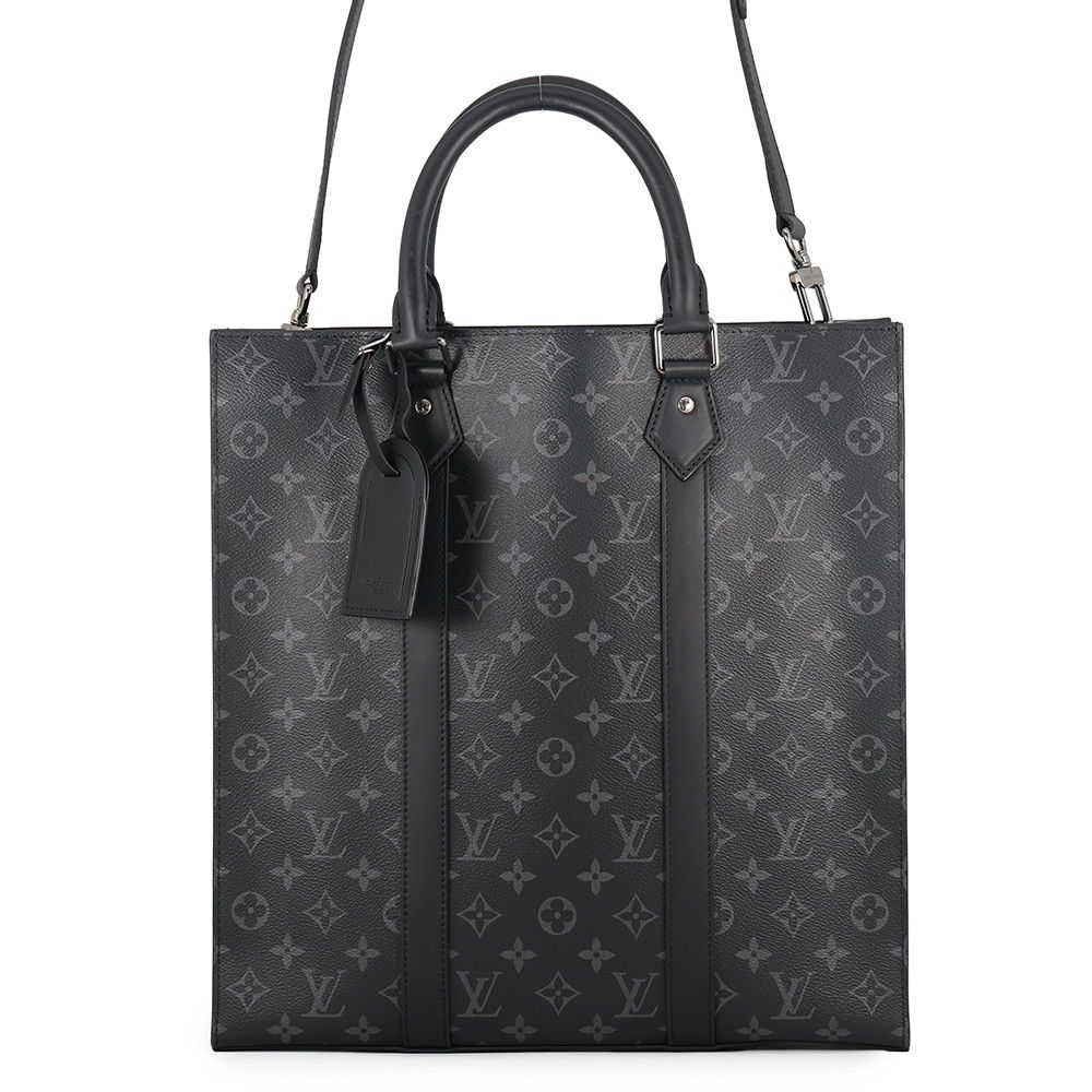 Louis Vuitton Monogram Eclipse Sac Plat 2-Way Shoulder Bag Black