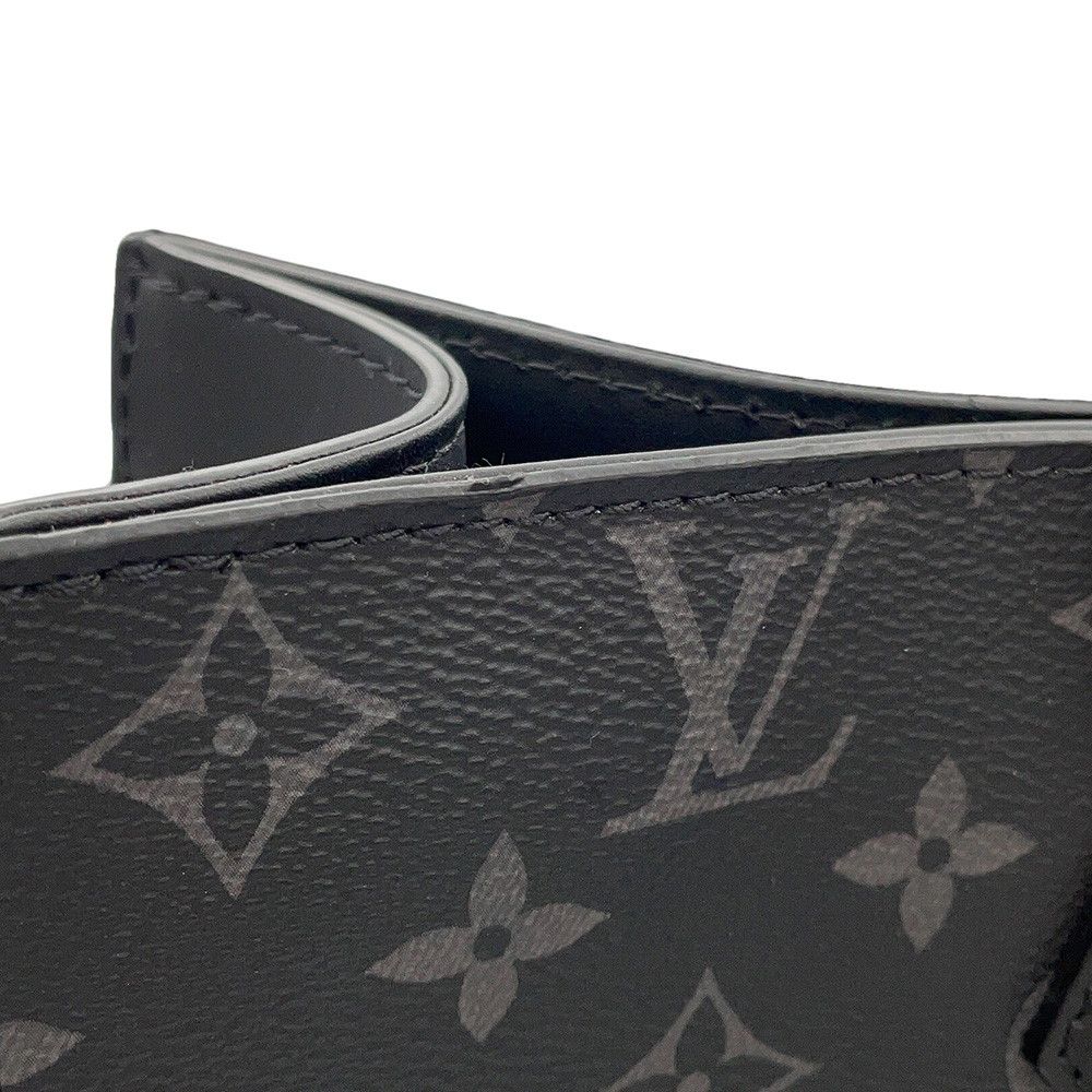 Louis Vuitton Monogram Eclipse Sac Plat 2-Way Shoulder Bag Black — view 8