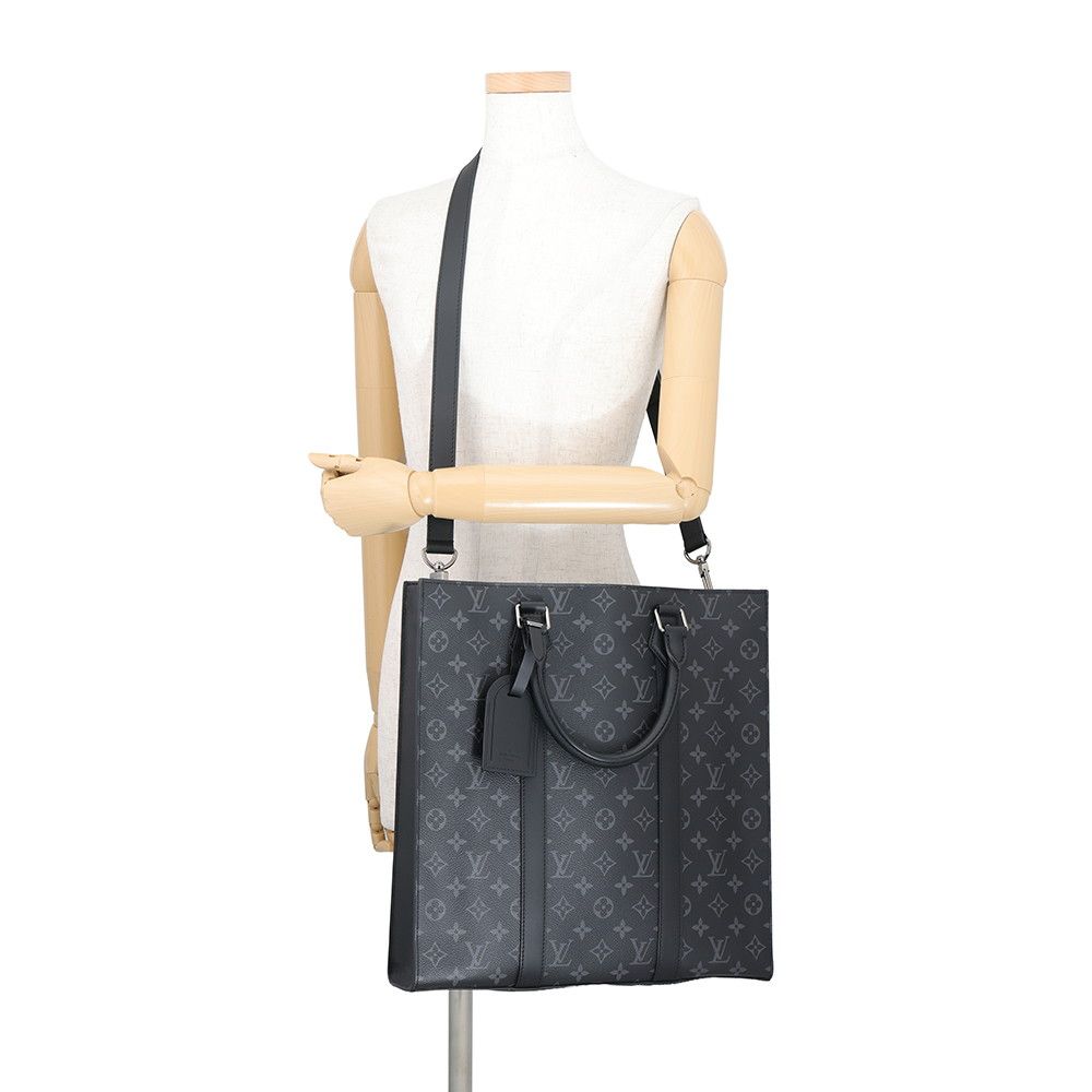 Louis Vuitton Monogram Eclipse Sac Plat 2-Way Shoulder Bag Black — view 5