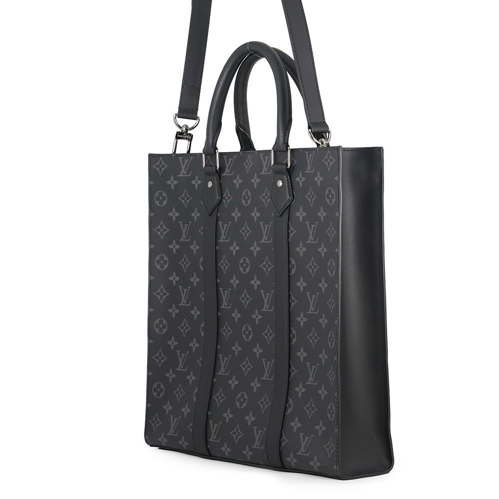Louis Vuitton Monogram Eclipse Sac Plat 2-Way Shoulder Bag Black — view 2