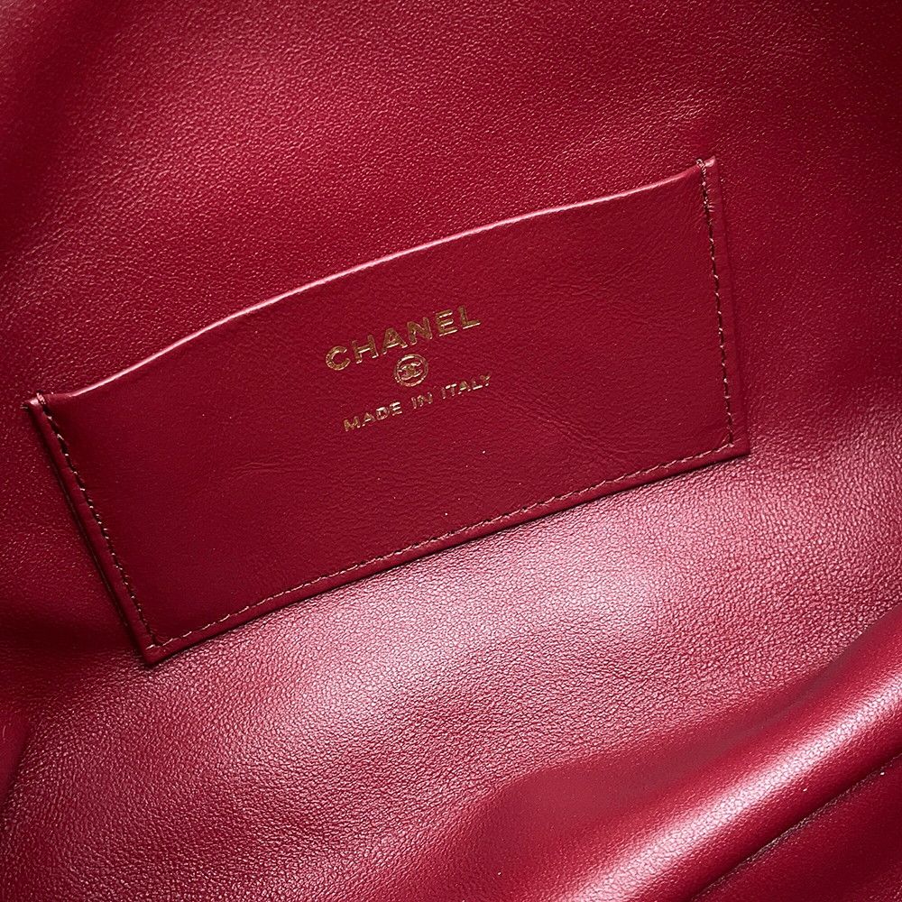 Chanel Shoulder Bag Strap Clutch CC Logo Lambskin Shearling with Key Ring Black — view 8