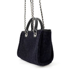 Chanel Tote Bag Deauville Line Mini Logo Glitter Tweed Leather Black — view 2