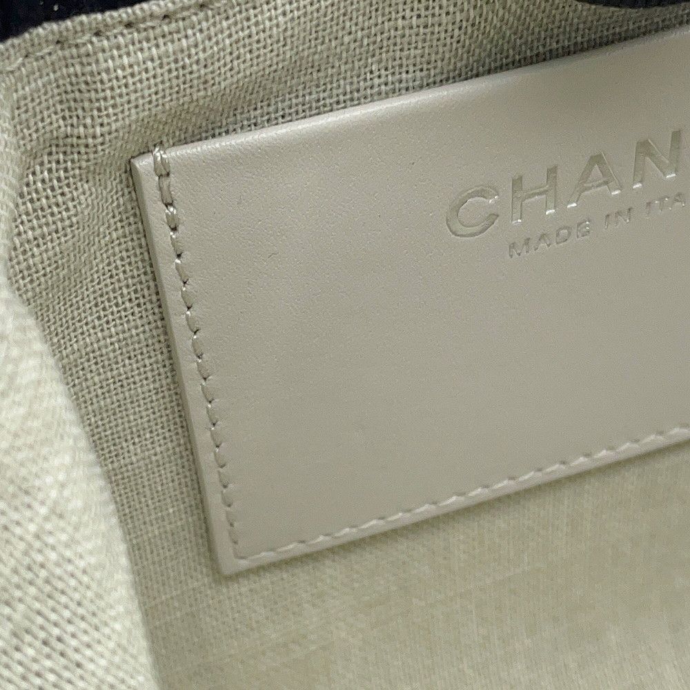 Chanel Tote Bag Deauville Line Mini Logo Glitter Tweed Leather Black — view 8
