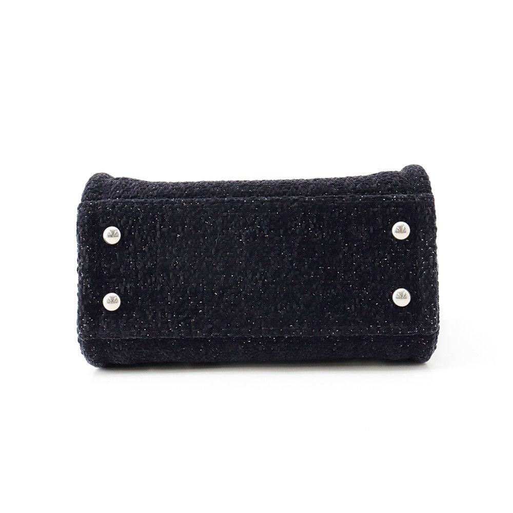 Chanel Tote Bag Deauville Line Mini Logo Glitter Tweed Leather Black — view 3