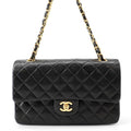 Chanel Chain Shoulder Bag Quilted 25 CC Logo Lambskin Double Black