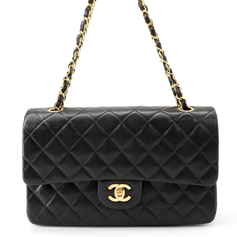 Chanel Chain Shoulder Bag Quilted 25 CC Logo Lambskin Double Black