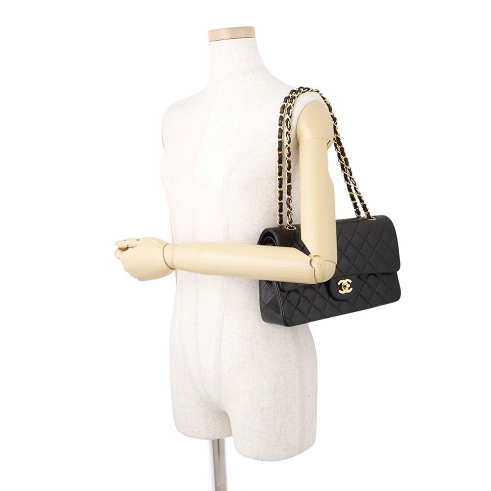 Chanel Chain Shoulder Bag Quilted 25 CC Logo Lambskin Double Black — view 4