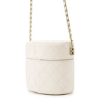 Chanel Chain Shoulder Bag Small Vanity Quilted CC Logo Calfskin White — view 2
