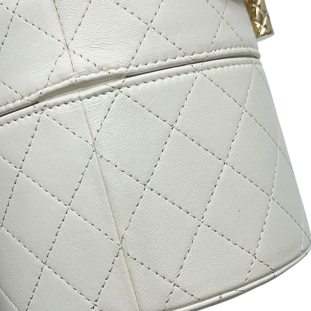Chanel Chain Shoulder Bag Small Vanity Quilted CC Logo Calfskin White — view 7