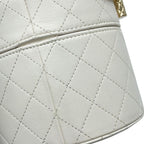 Chanel Chain Shoulder Bag Small Vanity Quilted CC Logo Calfskin White — view 7