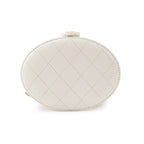 Chanel Chain Shoulder Bag Small Vanity Quilted CC Logo Calfskin White — view 3