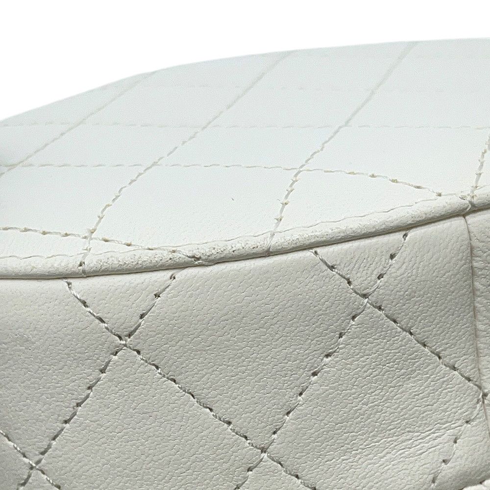 Chanel Chain Shoulder Bag Small Vanity Quilted CC Logo Calfskin White — view 8