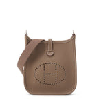 Hermes Shoulder Bag Evelyne TPM 1 Etoupe Silver Taurillon Clemence