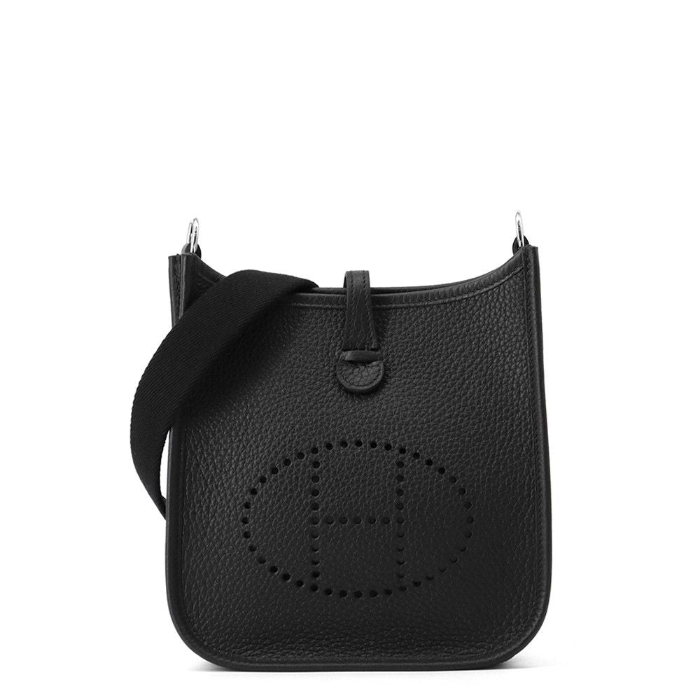 Hermes Shoulder Bag Evelyne TPM 1 Black Silver Taurillon Clemence