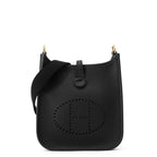 Hermes Shoulder Bag Evelyne TPM 1 Black Gold Taurillon Clemence