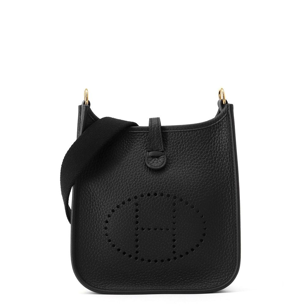 Hermes Shoulder Bag Evelyne TPM 1 Black Gold Taurillon Clemence