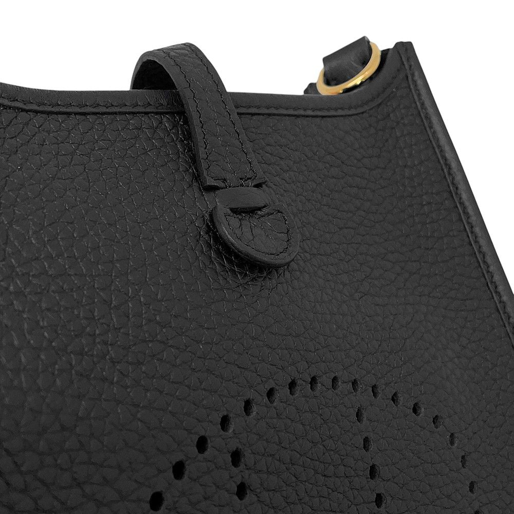 Hermes Shoulder Bag Evelyne TPM 1 Black Gold Taurillon Clemence — view 5