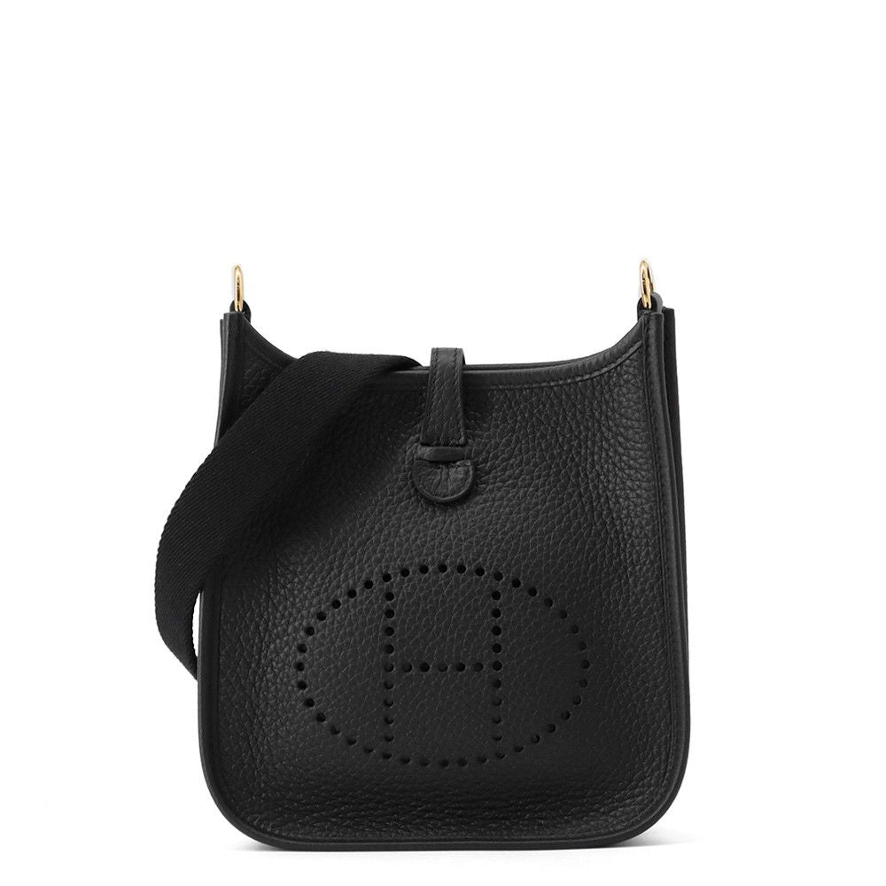 Hermes Shoulder Bag Evelyne TPM 1 Black Gold Taurillon Clemence
