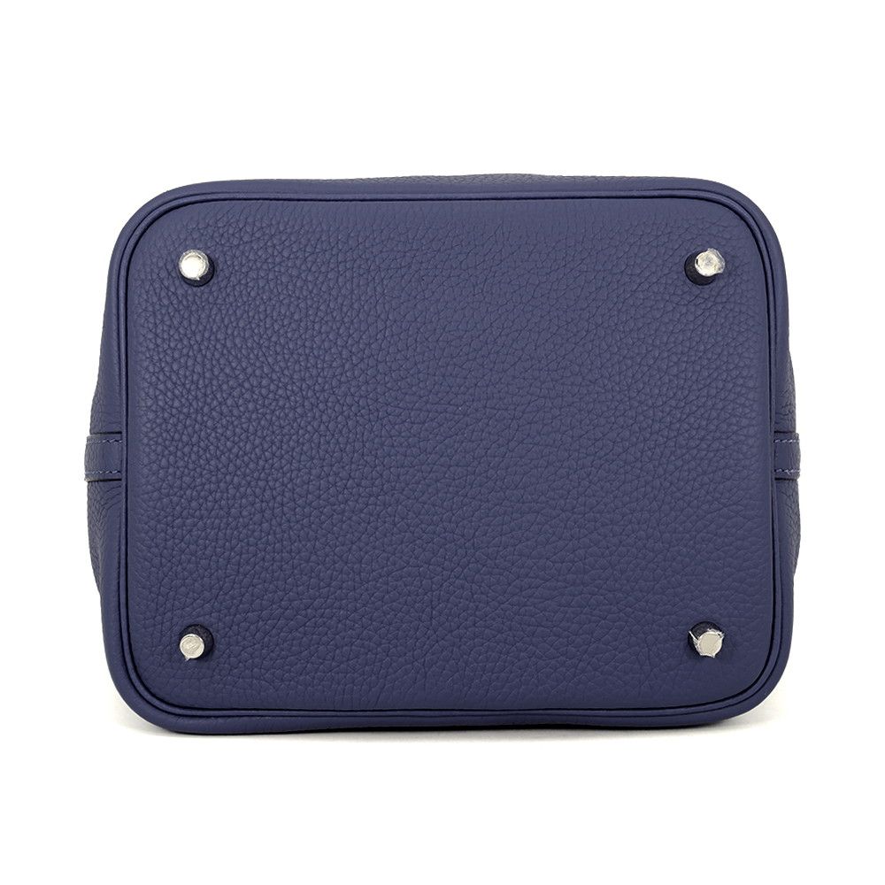 Hermes Handbag Picotin Lock MM Blue Saphir Silver Taurillon Clemence — view 3