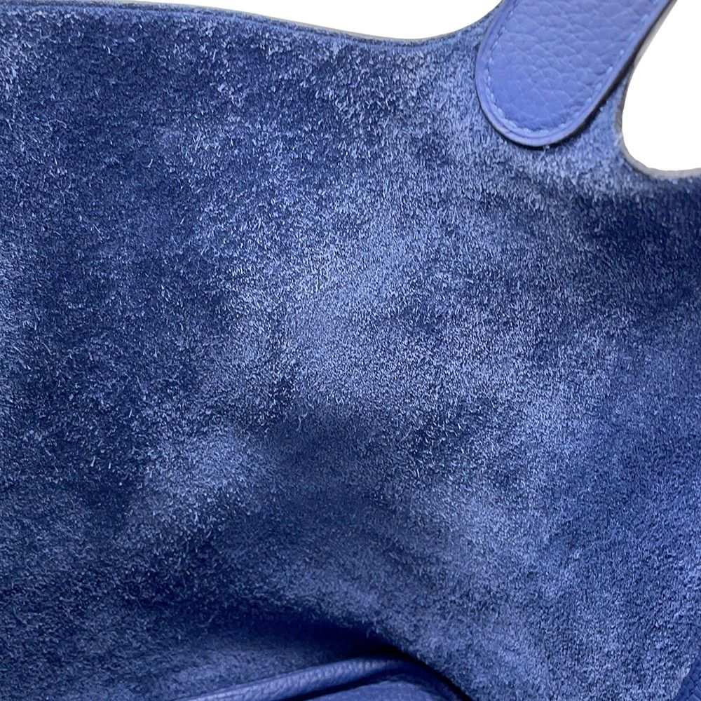 Hermes Handbag Picotin Lock MM Blue Saphir Silver Taurillon Clemence — view 6