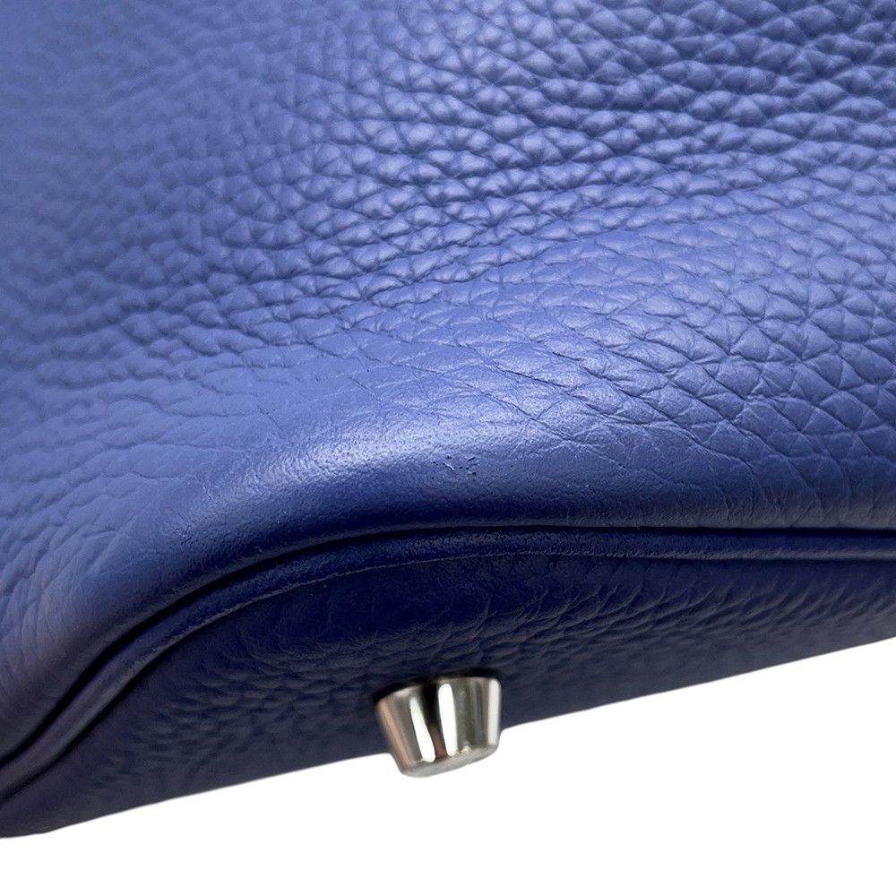 Hermes Handbag Picotin Lock MM Blue Saphir Silver Taurillon Clemence — view 8