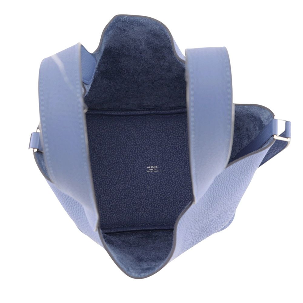 Hermes Handbag Picotin Lock MM Blue Saphir Silver Taurillon Clemence — view 5