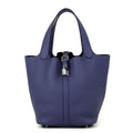 Hermes Handbag Picotin Lock MM Blue Saphir Silver Taurillon Clemence