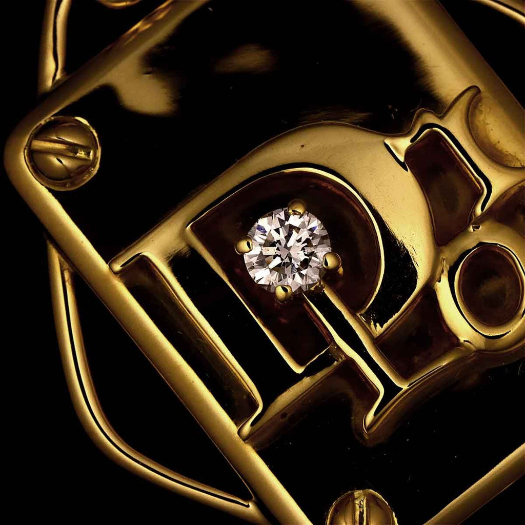 Dior Logo Diamond Pendant 18k Yellow Gold — view 5