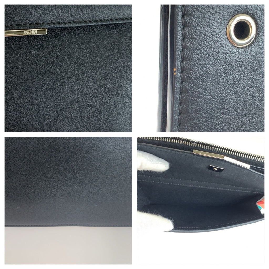 Fendi Toujours Black Silver Leather Clutch — view 6