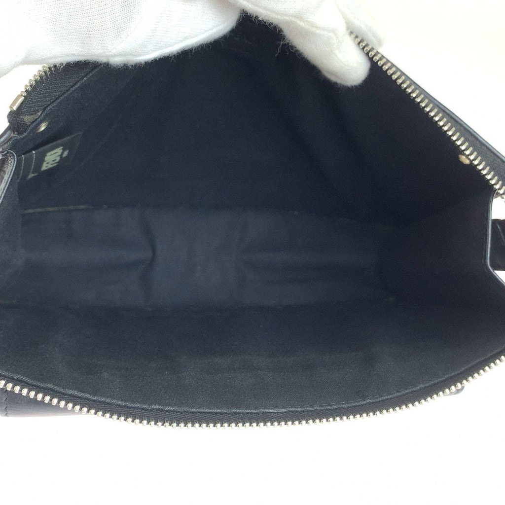 Fendi Toujours Black Silver Leather Clutch — view 8