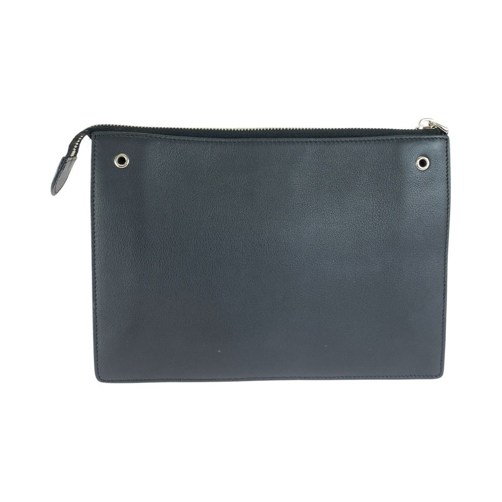 Fendi Toujours Black Silver Leather Clutch — view 2