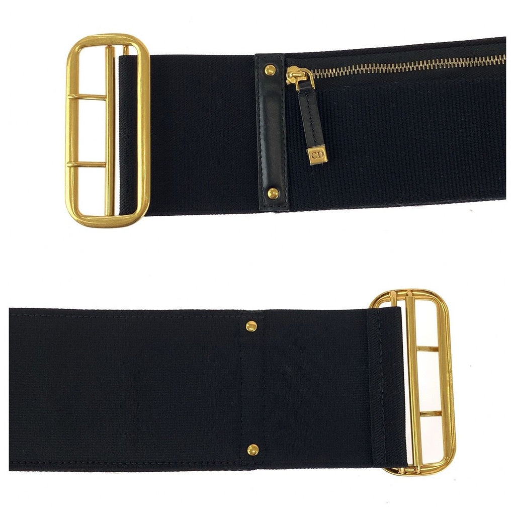 Dior Saddle Black Gold Fabric Leather Belt — view 8