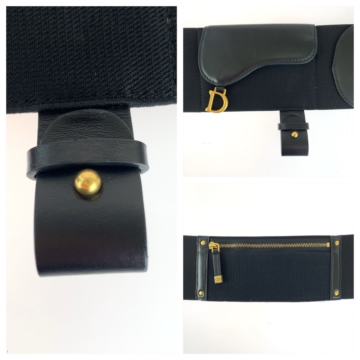 Dior Saddle Black Gold Fabric Leather Belt — view 5