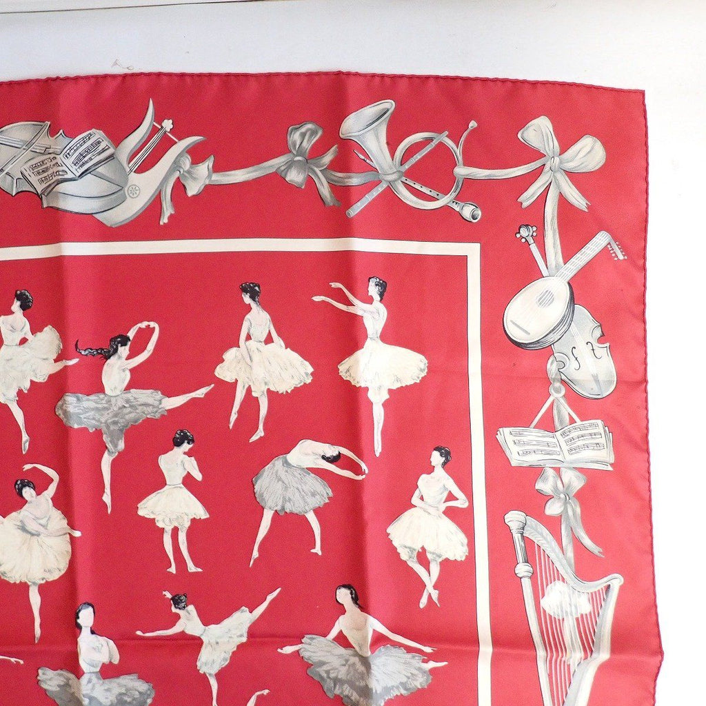 Hermes Carre 90 Scarf la Dance Ballerina Silk 100% Red — view 3