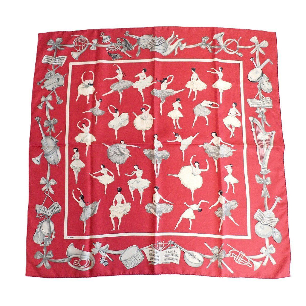 Hermes Carre 90 Scarf la Dance Ballerina Silk 100% Red