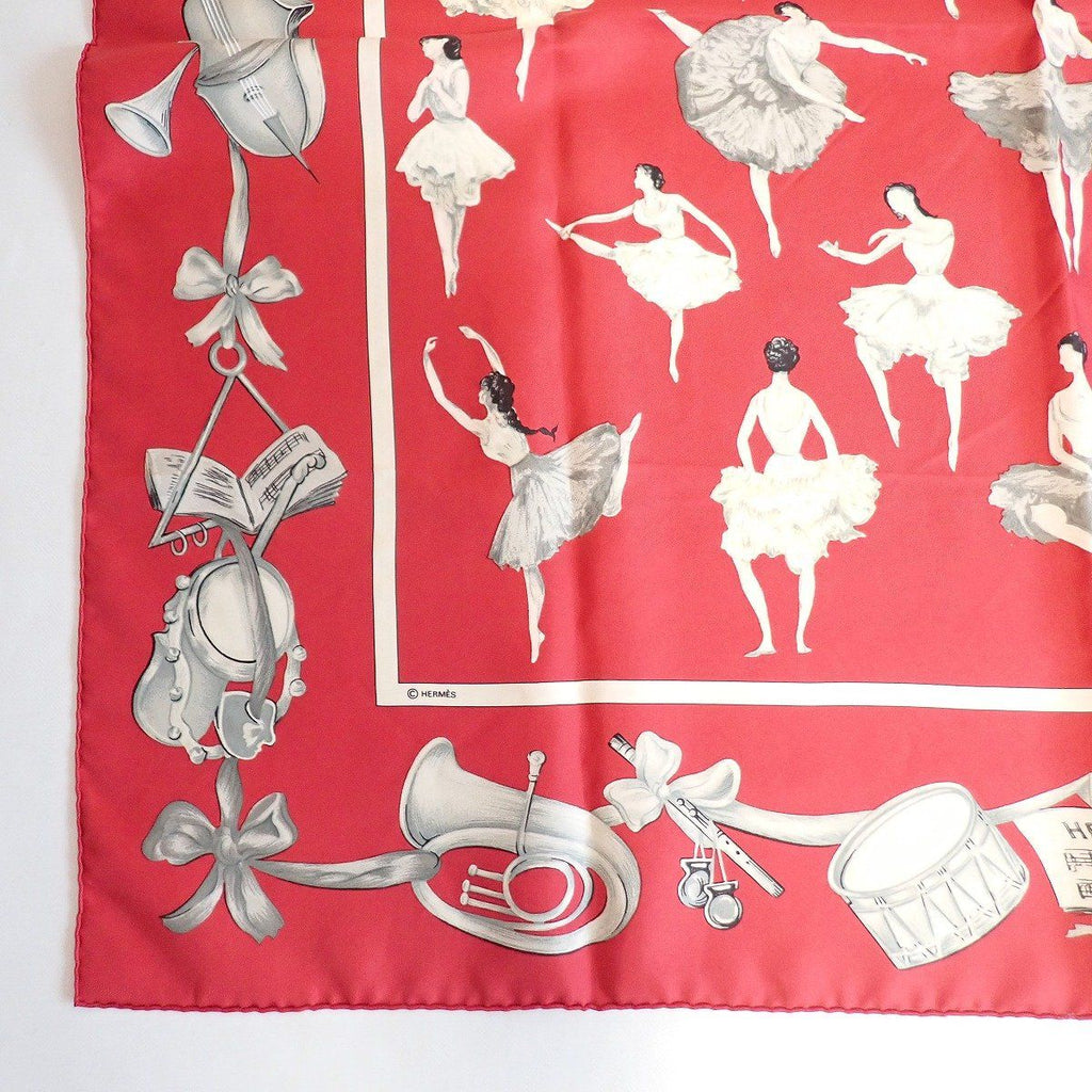 Hermes Carre 90 Scarf la Dance Ballerina Silk 100% Red — view 4