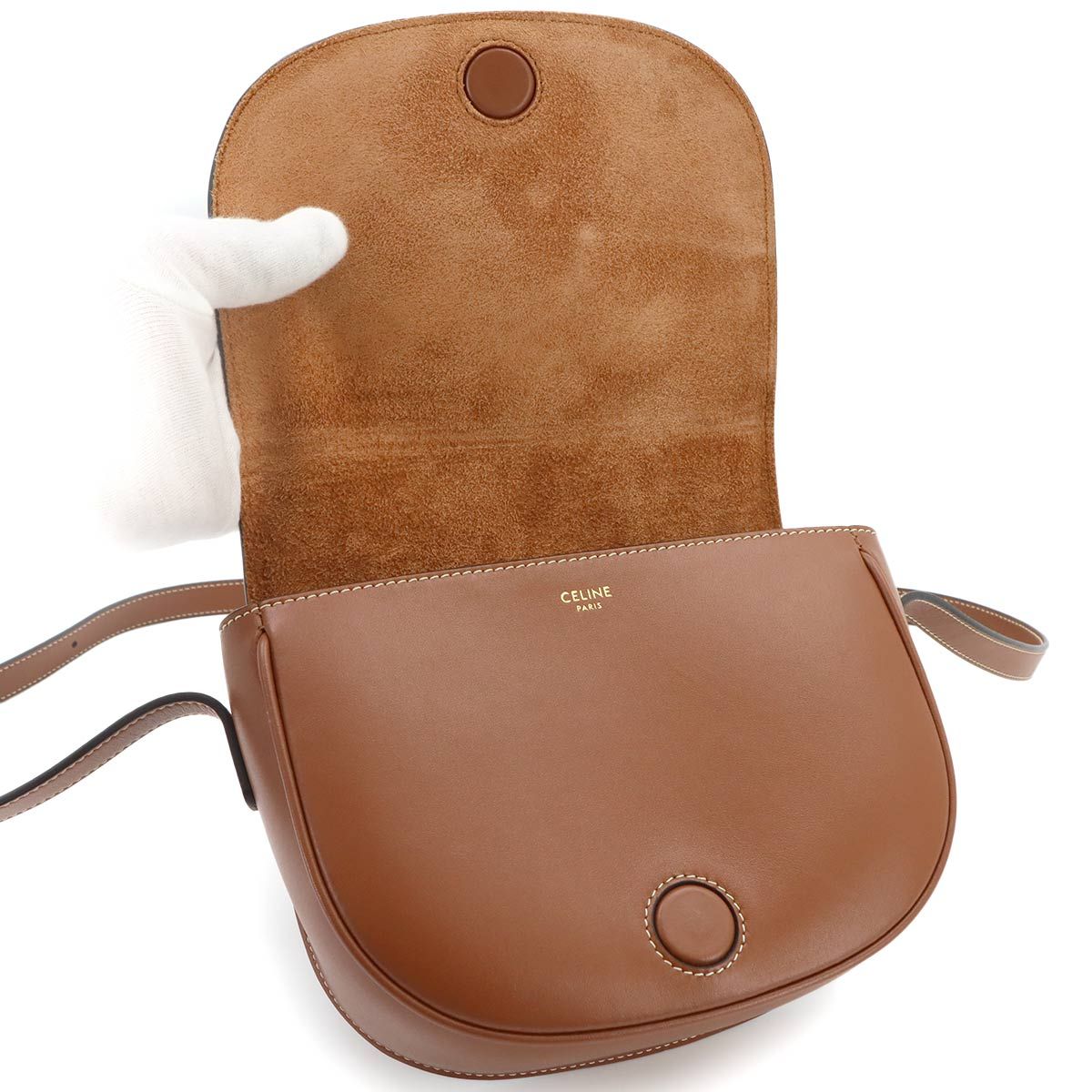 Celine Folco Cuir Triomphe Bag Shoulder Leather Tan Gold — view 6