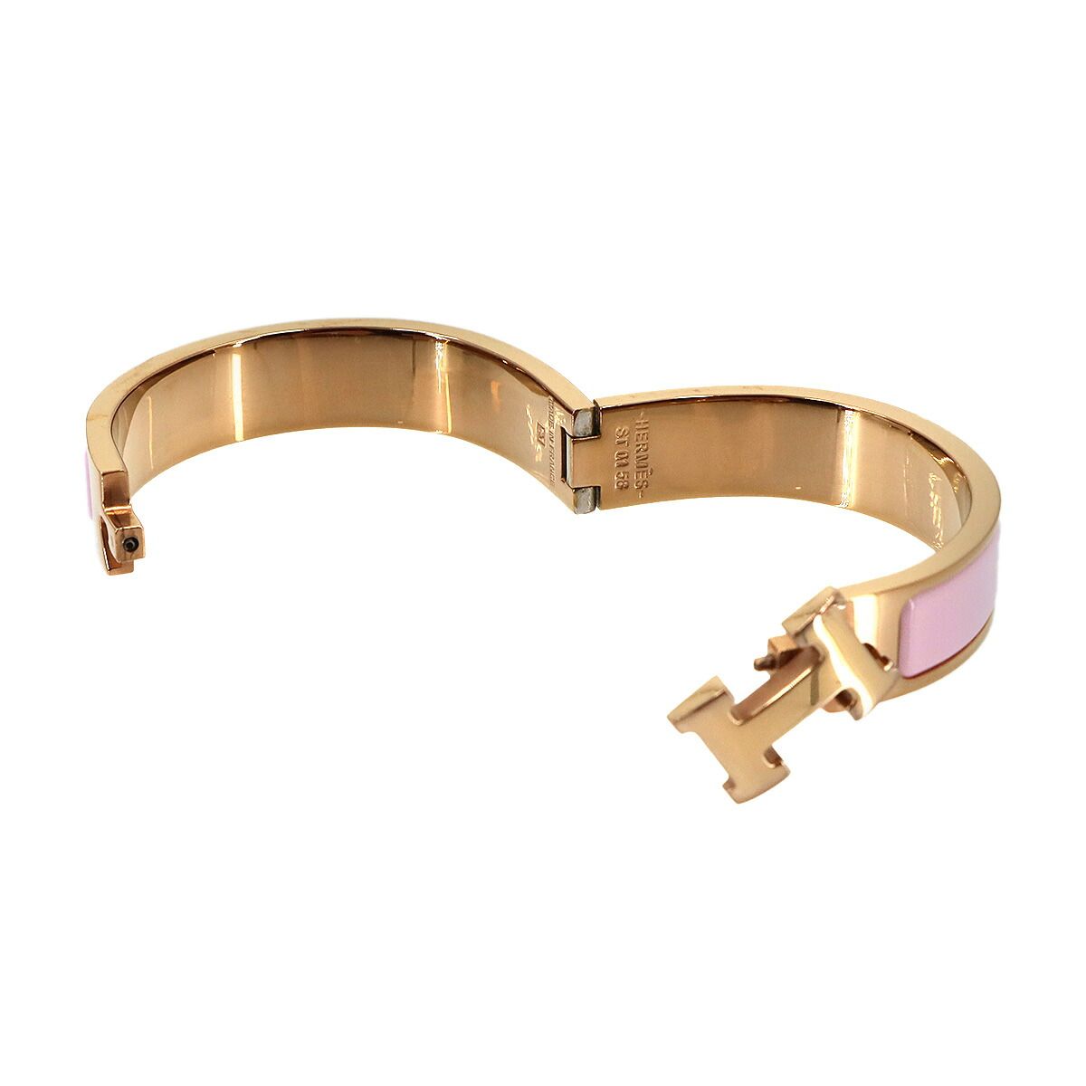 Hermes Clic H PM Bangle Pink Rose Gold Bracelet — view 6