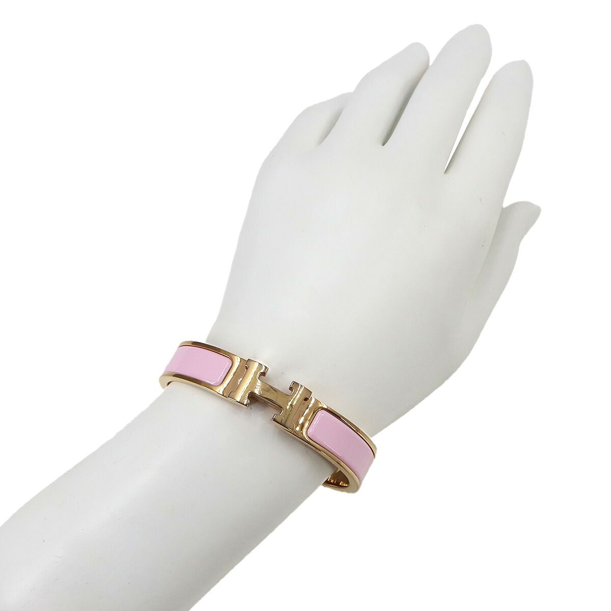 Hermes Clic H PM Bangle Pink Rose Gold Bracelet — view 8