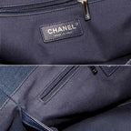 Chanel Deauville MM Chain Tote Bag Canvas Leather Navy — view 8