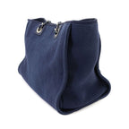 Chanel Deauville MM Chain Tote Bag Canvas Leather Navy — view 4