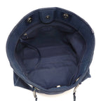 Chanel Deauville MM Chain Tote Bag Canvas Leather Navy — view 7