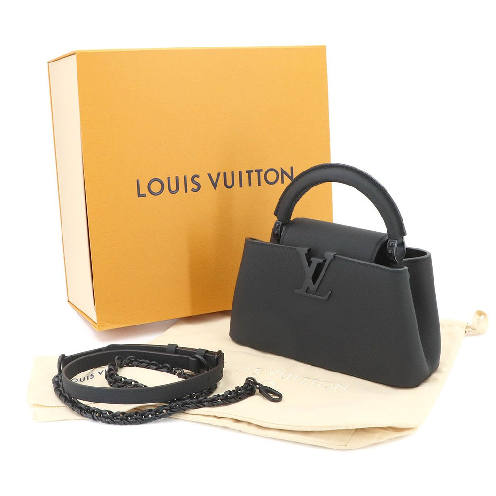 Louis Vuitton Capucines East West Mini 2-Way Bag Taurillon Leather All Black — view 2