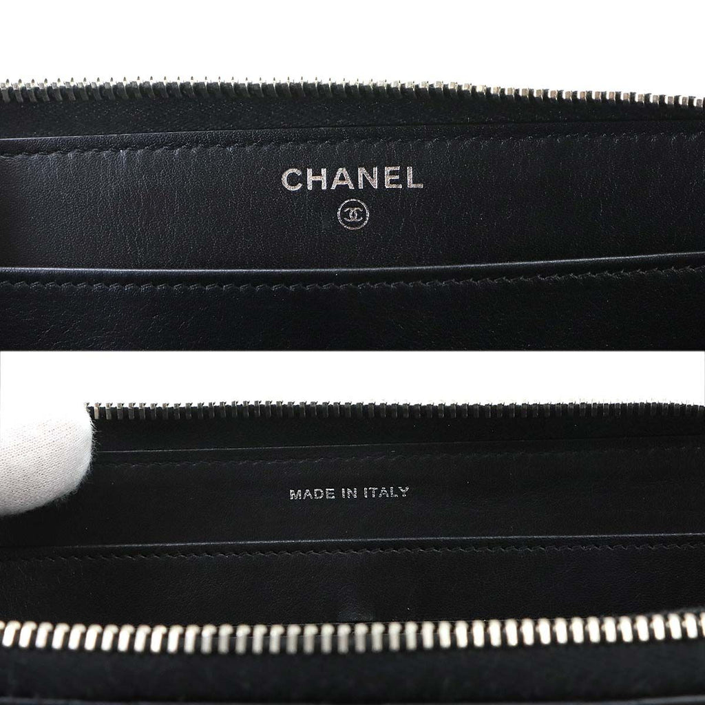 Chanel Simply CC Logo Zip Around Wallet Lambskin Patent Black — view 8
