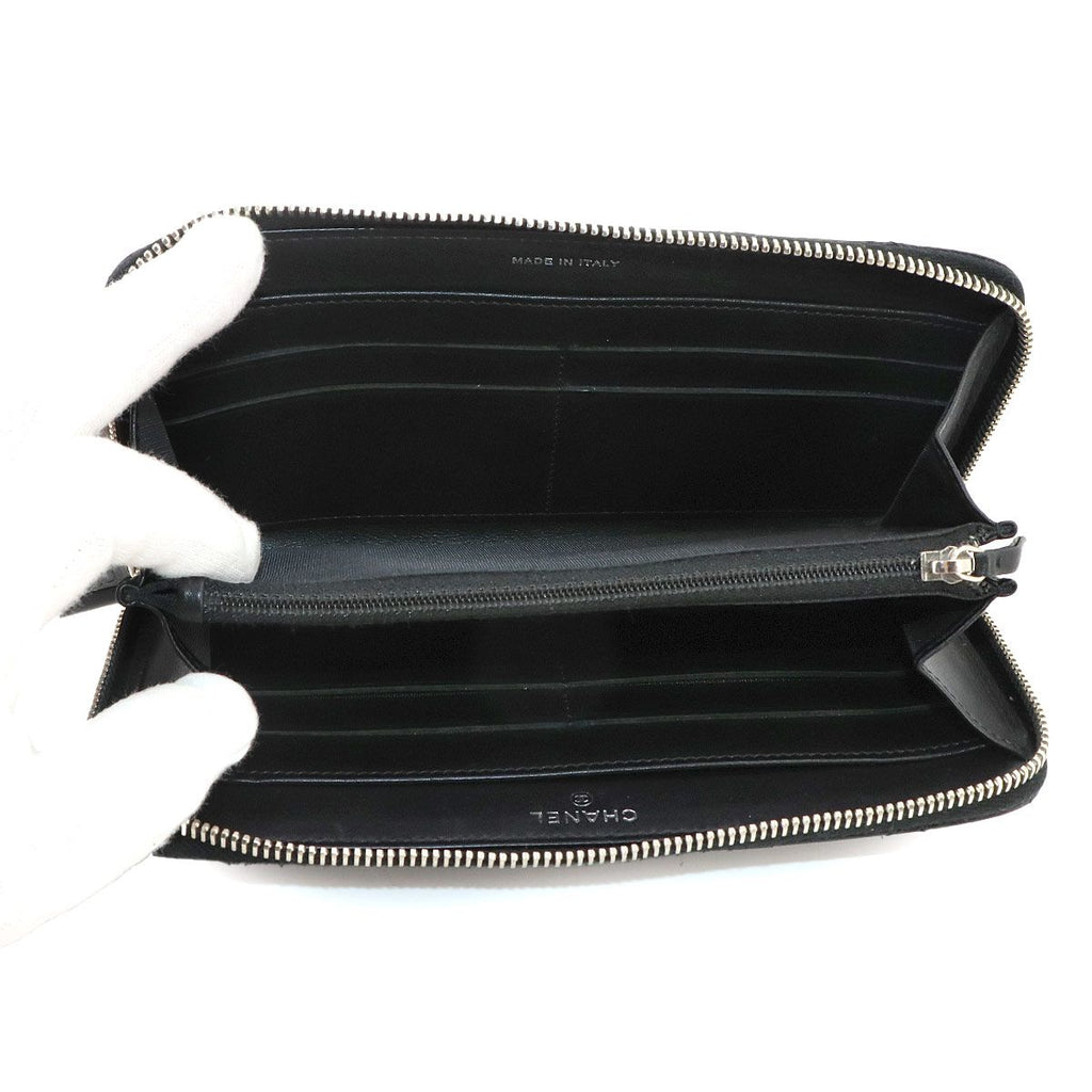 Chanel Simply CC Logo Zip Around Wallet Lambskin Patent Black — view 6