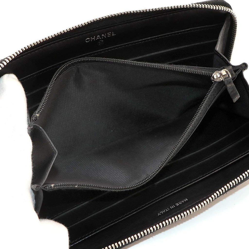 Chanel Simply CC Logo Zip Around Wallet Lambskin Patent Black — view 7